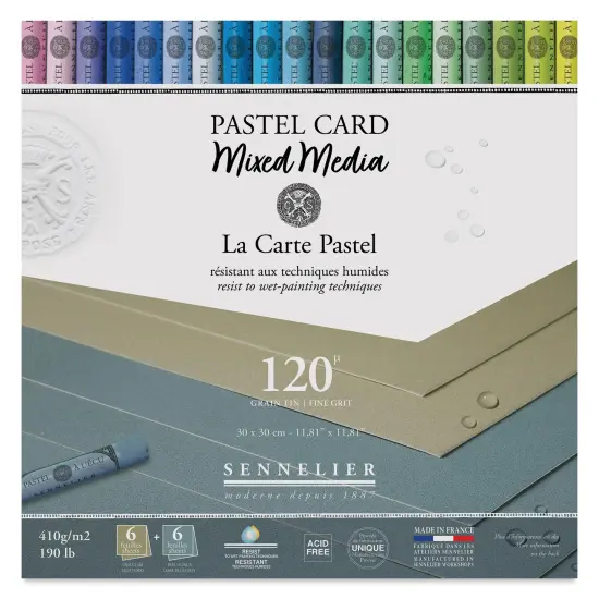 Sennelier La Carte Pastel Card Mixed Media Pad - Shades of Grey, 12" x 12", 190 lb, 12 Sheets {1}