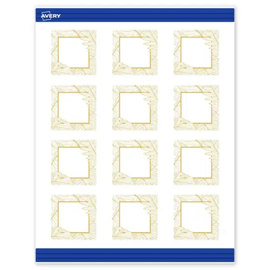 Avery Printable Square Business Cards with Sure Feed Technology, Pre-Printed Gold Florals, Matte White, 2" x 2", Laser & Inkjet Compatible, 120 Total, Great for Branding, Marketing, and Events {1}
