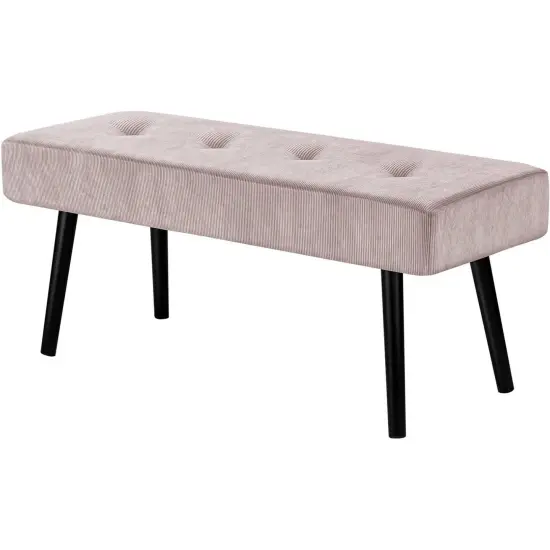 Modern Corduroy Upholstered End of Bed Searing Bench with Black Metal Legs for Living Room Green {7}