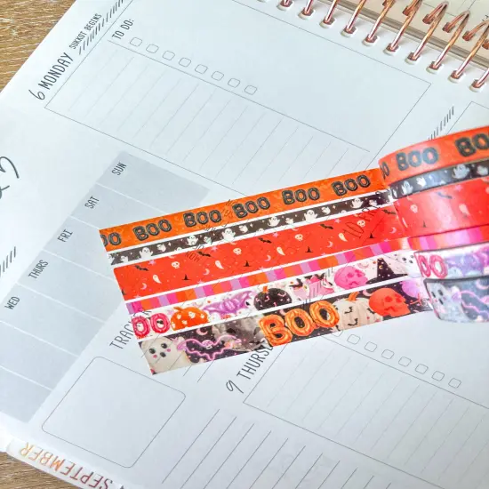 Halloween Party Ghosts Bats Boo! Washi Tape Set October 2024 - W117 {2}