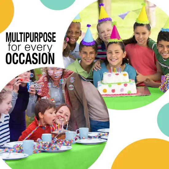  Party Solids 54" x 300' Plastic Table Cover Roll with Slide Cutter &ndash; Cut-to-Size Dispenser Box &ndash; Makes Up to 36 Disposable 8' Rectangle Tablecloths by Exquisite Lime Green {5}