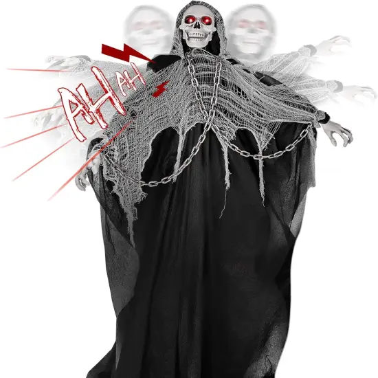 Activated Skeleton Ghost with Adjustable Arms - Halloween Animatronic {1}