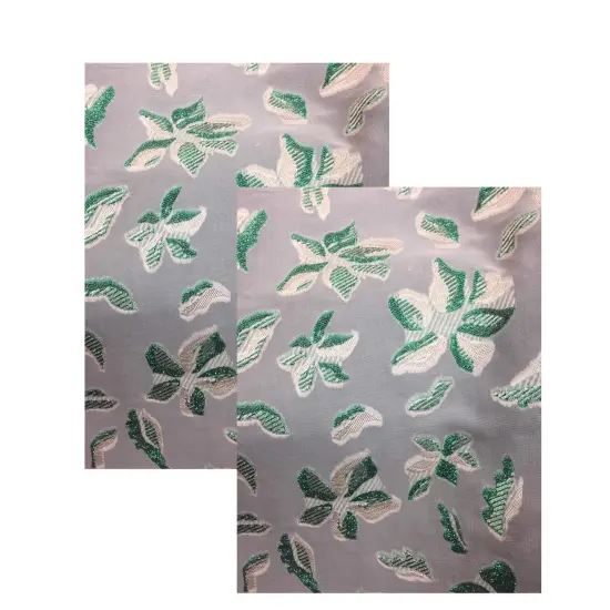 1 Yard France Metallic Champagne and Green Chiffon Print Fabric for Dresses and Eveningwear 52 Inches Wide {2}