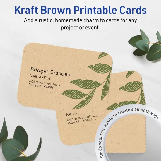 2-1/2" x 3-1/2" Rectangle Rounded Corners, Kraft Brown Business Cards {2}