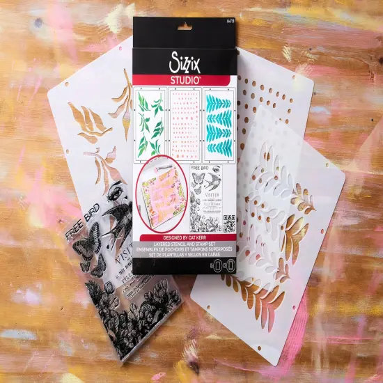 Sizzix Clear Stamp Set 6/Pkg W/Stencils 3/Pkg By Cat Kerr-The Visiter {5}