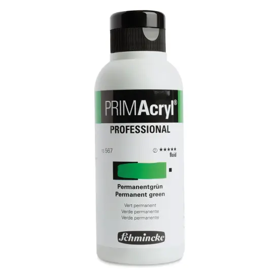 Schmincke Primacryl Professional Fluid Acrylic - Permanent Green, 250 ml bottle {1}