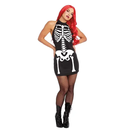Glow-In-The-Dark Skeleton Women's Costume Dress {2}