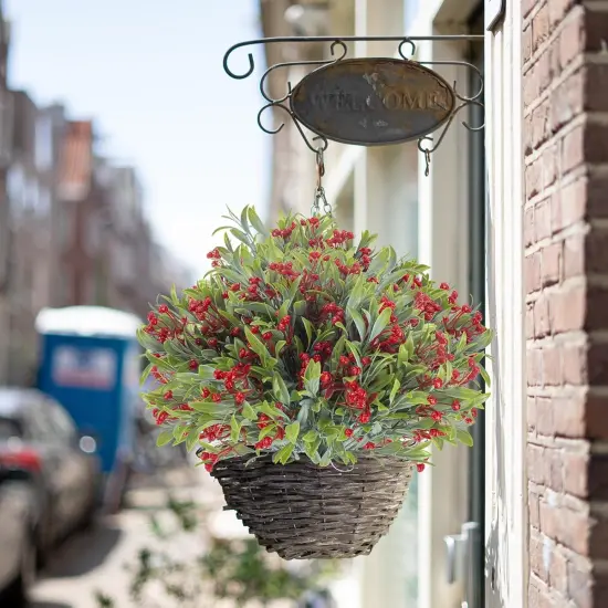 10 Bundles Artificial Flowers Outdoor UV Resistant Fake Flowers No Fade Indoor Faux Hanging Plants Window Box Garden Front Porch Decorating (Deep Red) {3}