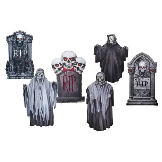 Collections Etc Graveyard Garden Halloween Outdoor Stakes - Set of 6 {2}