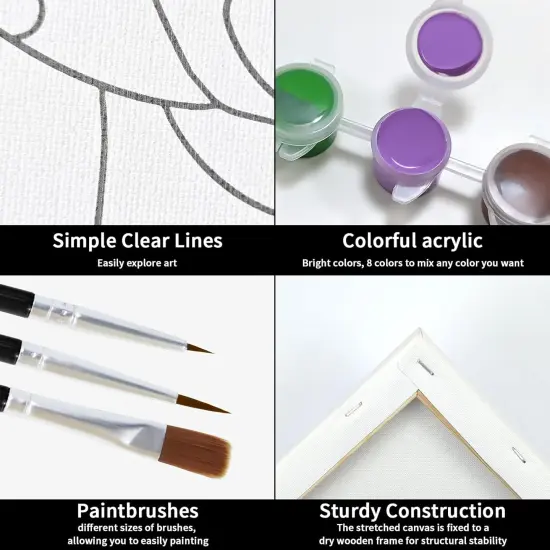 Pre Drawn Canvas Painting Kit for Adults Kids (8x10) {5}