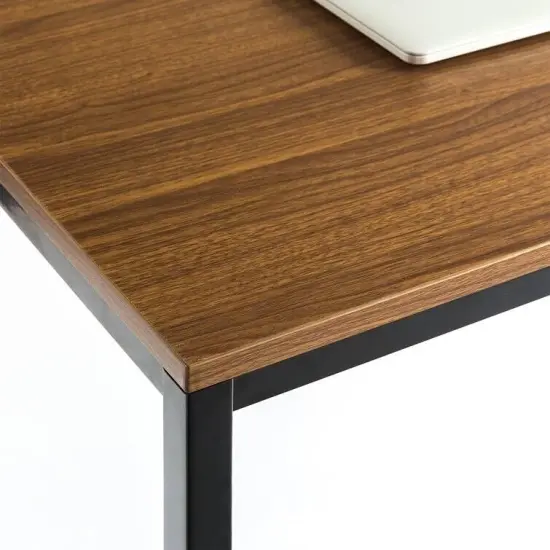 Modern Wood Top Desk with Heavy Duty Steel Frame Perfect for Home Office and Study Use Black {4}