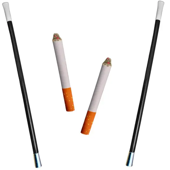 4E's Novelty 2 Long Cigarette Holders & 2 Fake Puff Cigarettes with Smoke &ndash; 1920s Flapper, Gatsby, Gangster, Theater, Movie & Halloween Costume Accessories for Women, Men, Photo Props, Stage Performance {6}