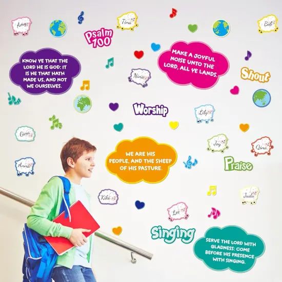 48 Pcs Psalm 100 Sunday School Classroom Door Decorating Kit {4}