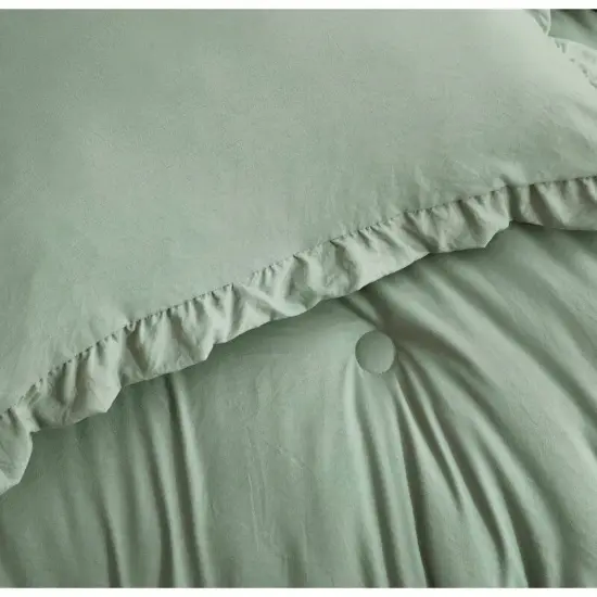 Stone Washed Ruffled Edge Microfiber Comforter Set {3}