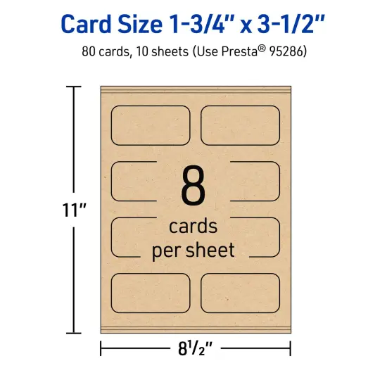 1-3/4" x 3-1/2" Rectangle Rounded Corners, Kraft Brown Business Cards {5}
