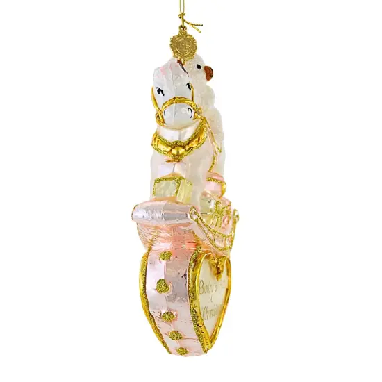 Huras Family 5.0 Inch Girl Rocking Horse On Heart Christmas Tree Ornament , Christmas Decor Baby's First Christmas Pink {3}