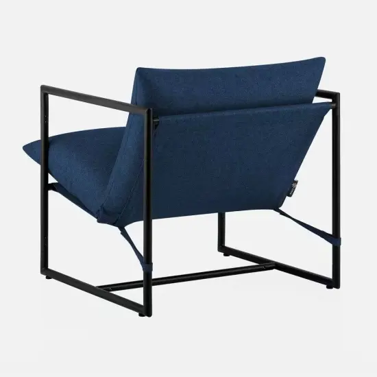 Fabric Foam Metal Square Accent Arm Chair with Removable Cushions Navy Blue {4}