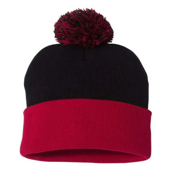 Sportsman&reg; Pom Pom Cuffed Beanie Red {4}
