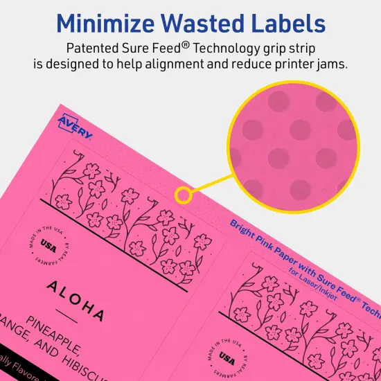 Avery Bright Pink Paper Labels, 5" x 3.5" Rectangle {4}