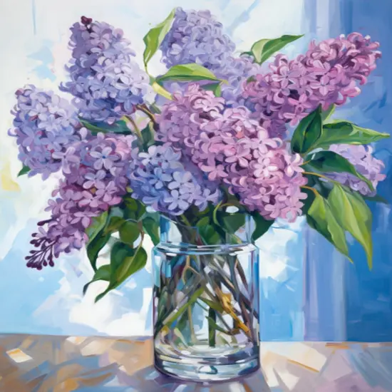 Paint by Number Blue Lilac in a Glass Vase Flowers DIY Painting On Canvas with Brushes Acrylic Paints Graffiti Paint by Numbers for Adults Kids Students Beginner 16x20 Inch（Without Frame） {4}