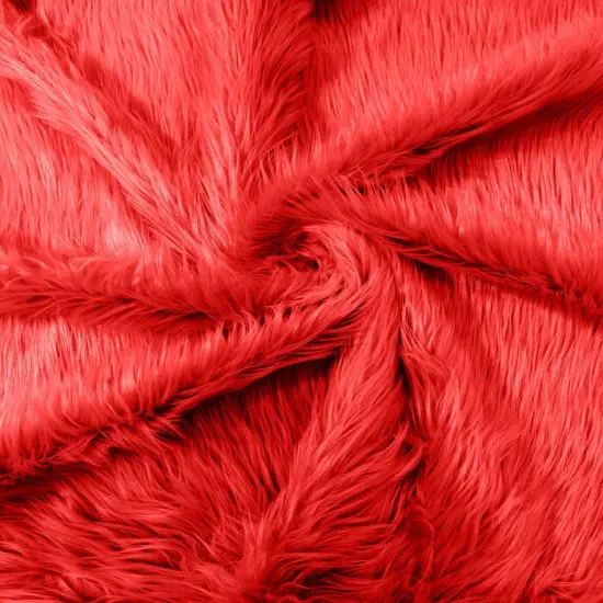 1 Yard Solid Faux Fur Fabric for Costumes, Decor, pillows & beddings Red {1}