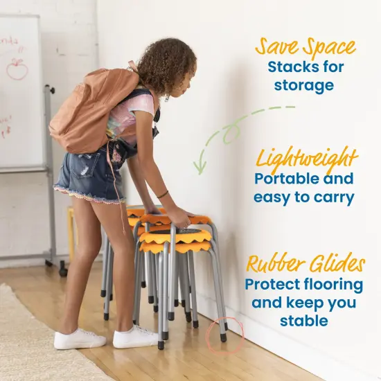 Daisy Stackable Stool Set, Flexible Seating, 8-Piece Yellow {3}