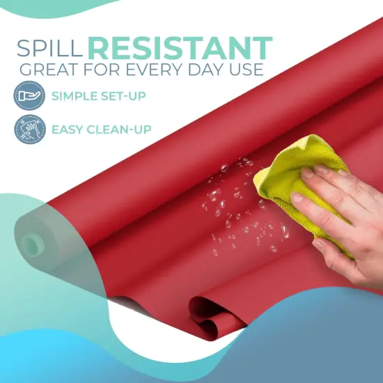 Exquisite Plastic Table Cover Roll &ndash; 40" x 100' Disposable Tablecloth Roll &ndash; Premium Thick 0.5 MIL Plastic Banquet Roll &ndash; Party Table Cover Roll for Events & Catering Red {2}