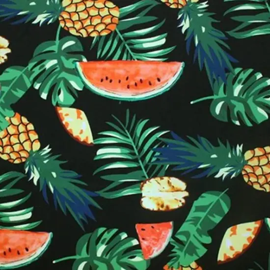 Fruity Leaves Printed Spandex Fabric {3}