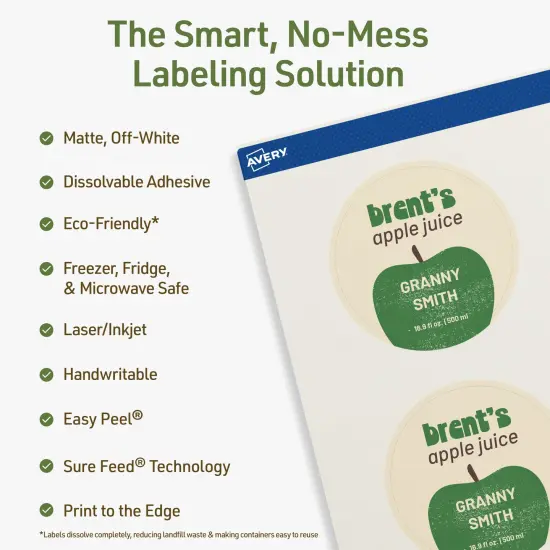 Avery Dissolvable Labels, 2.75" Diameter Round {2}