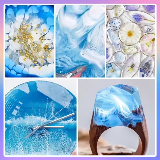 32OZ Epoxy Resin, Crystal Clear, No Yellowing & No Bubbles, Self-Leveling Coating & Casting Resin for Table Tops, Molds, DIY Projects – 1:1 Ratio (16OZ x 2) {3}