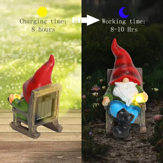 Garden Gnome Statue Solar Light Miniature Outdoor Decor Gnome Figurine for Outdoor Indoor Home Lawn Yard Balcony Porch Patio {5}