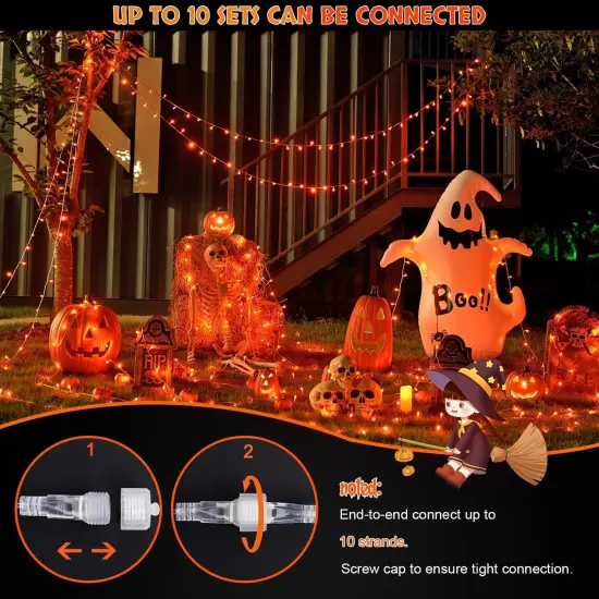 2 Pack 100 LED Orange Halloween Lights Outdoor {3}