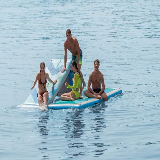 Swimline Inflatable Convertible Slide Dock Water Platform - 10' x 8' Blue {5}