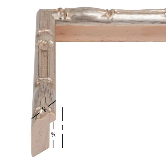 20x20 Picture Frame, Vintage Bamboo 0.625 Inch Wood Moulding, Wall Display Frame for Art, Posters, or Photos by wallsthatspeak Silver {3}