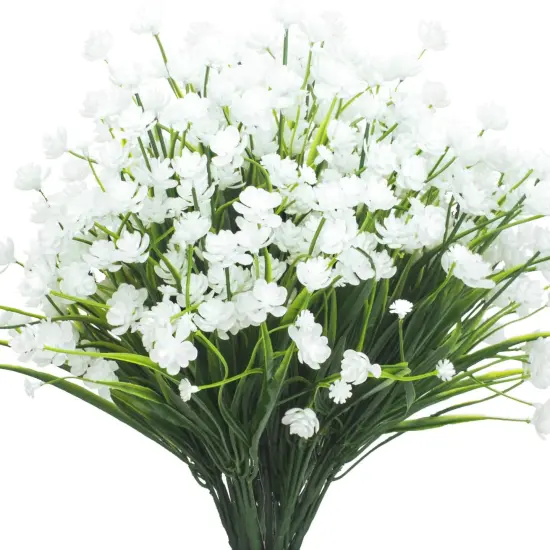 8 Bundles Artificial Outdoors Flowers (White-Daffodil) {1}
