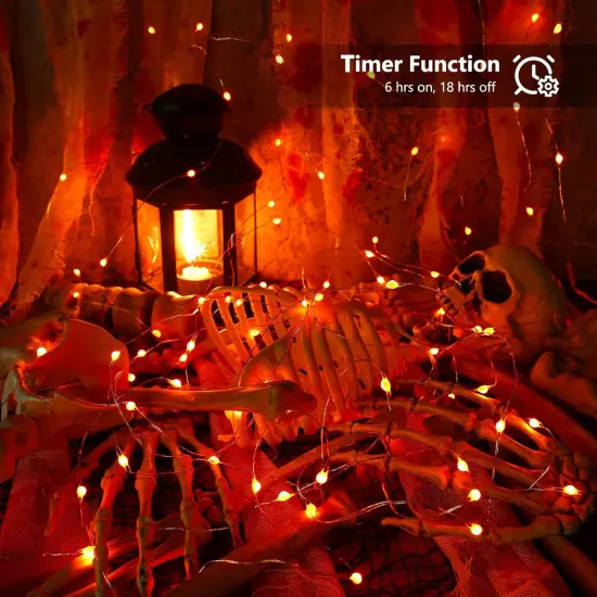 2 Pack 17.48ft 50 LED Halloween Fairy Lights with Remote {3}