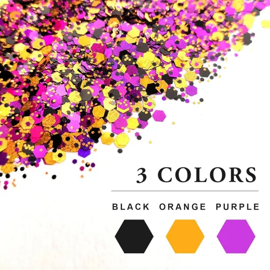Black Orange Purple Mixed Holographic Chunky Glitter {3}