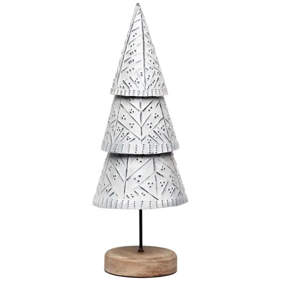 Northlight Winter Wonderland Metal Cone Christmas Tree Decoration - 13" White {3}