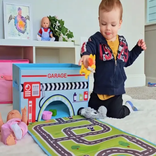 Toy Cars Garage Box &ndash; Toy Storage Box with Car Rug Play Mat, Collabsible Storage Organizer for Boys and Girls (GoGarage) {2}