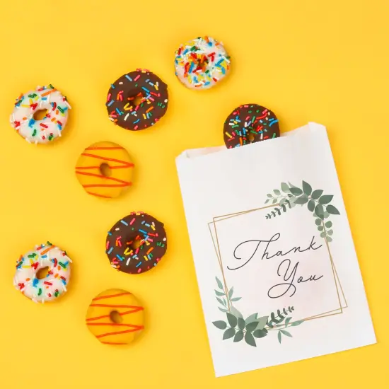 Big Dot of Happiness Boho Botanical Thank You Paper Treat Bags, Bridal Shower or Wedding Candy Bags, Greaseproof White Sandwich Cookie Bags - 25 Count {4}