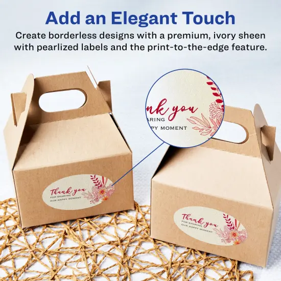 Avery Pearlized Ivory Oval Labels with Sure Feed Technology, Print-to-the-Edge, 3" x 5" {2}