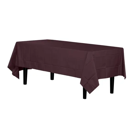 Exquisite 6-Pack Premium Plastic Tablecloth 54in. x 108in. Rectangle Plastic Table Cover Brown {5}