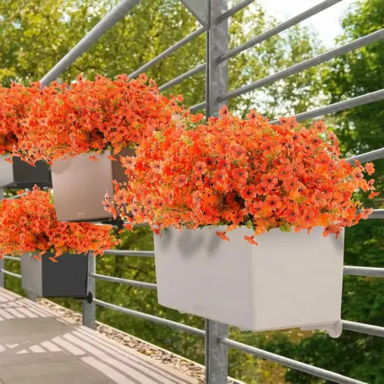 18 Pcs Artificial Mums Flowers Outdoor Plastic Fall Flowers Fake Mums Autumn Greenery Flower for Porch Window Box Farmhouse Thanksgiving Home Decor ((18, Orange) {2}