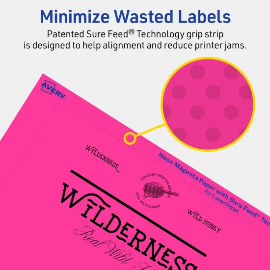 Avery Neon Magenta Paper Labels, 5" x 7" Rectangle {4}