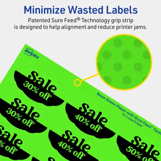 Avery Neon Green Paper Labels, 1-1/8" x 2-1/4" Oval Scalloped {4}