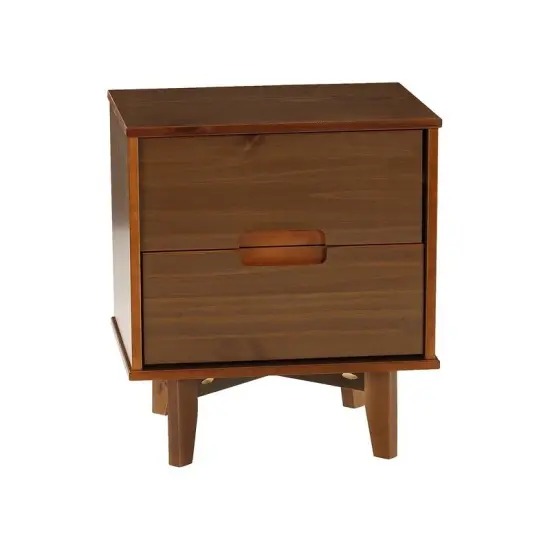 Farm House 2 Drawer Solid Wood Nightstand Medium Walnut {4}