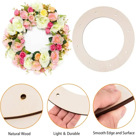 12 Pcs Wooden Wreath Frames for Crafts Unfinished Wooden Craft Floral Hoop Rings DIY Garland Wood Hanging Decorations for DIY Holiday Wreath Wall Home Craft Decor,12 Inch {3}