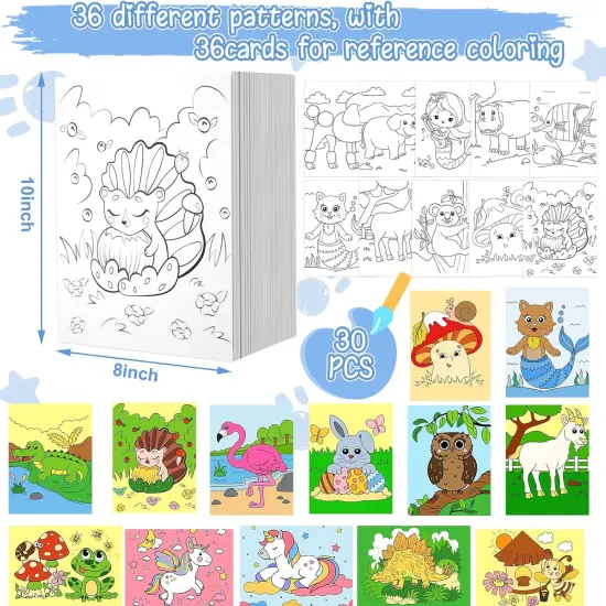 30 Pcs Pre Drawn Stretched Canvas Coloring Pre Drawn Canvas to Paint for Adults {2}