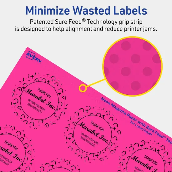 Avery Neon Magenta Paper Labels, 2" Diameter Round {4}