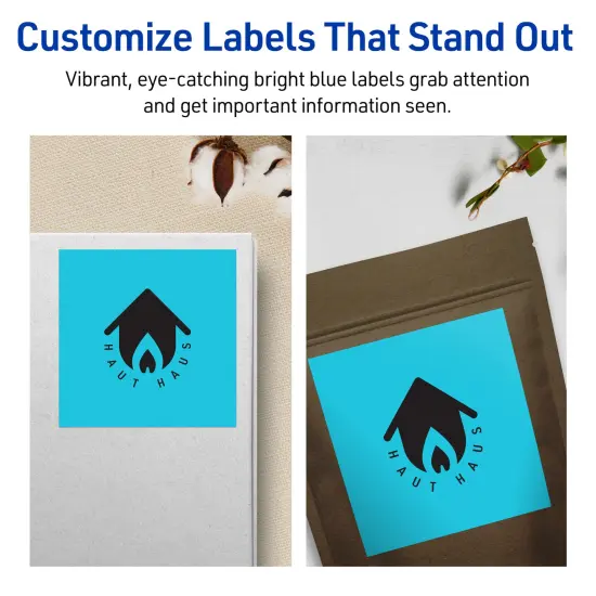 Avery Bright Blue Paper Labels, 4" x 4" Square {3}